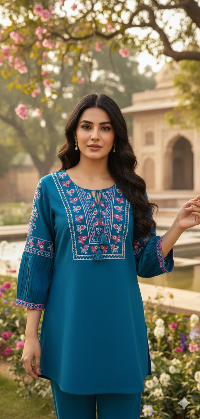 Embroidered short top